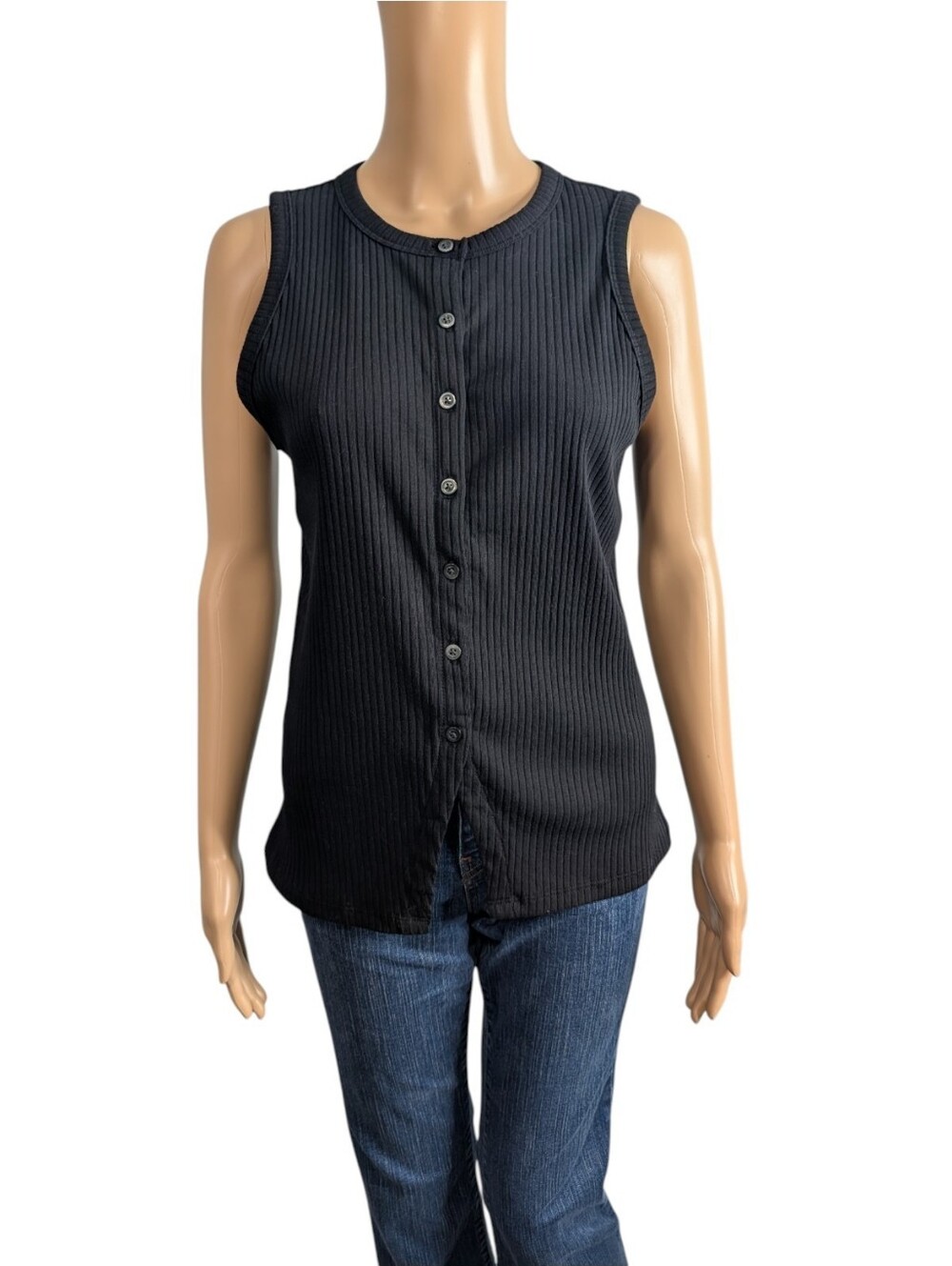 Old Navy Sleeveless Button-Down Ribbed Top M